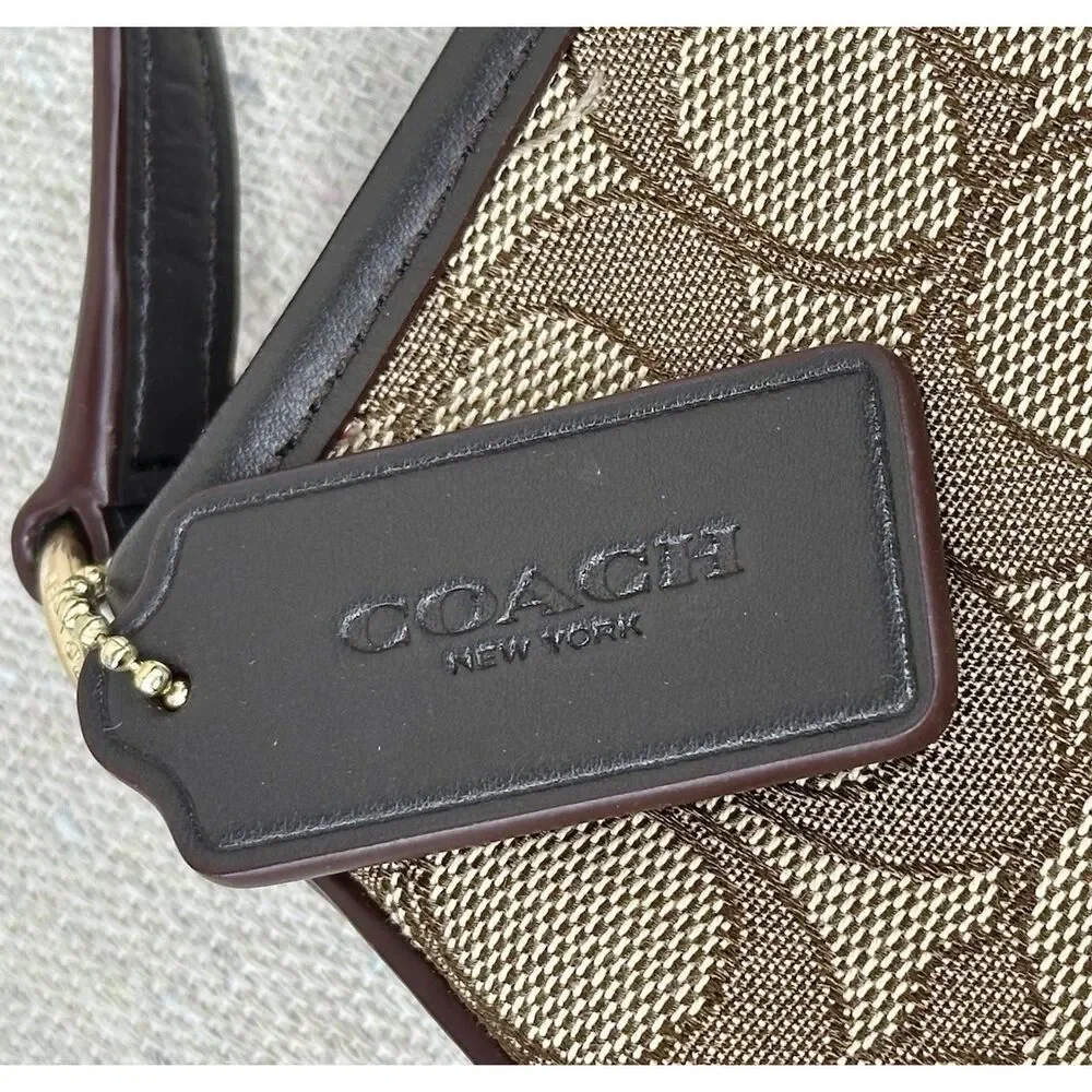 COACH Signature Shoulder Crossbody Bag F29960 Canvas Leather Beige & Dark Brown